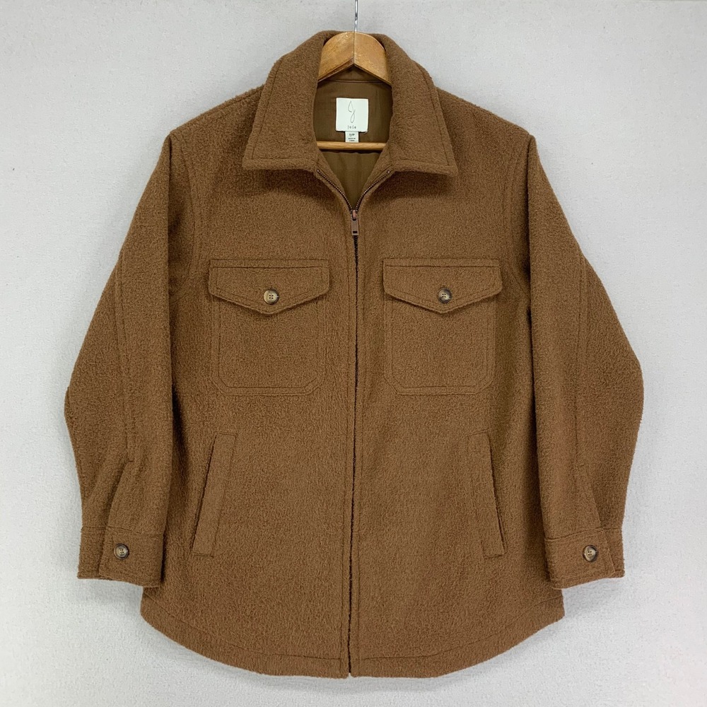 Joie Anthropologie Shacket Womens S Brown Full Zip Collard Western Neutral